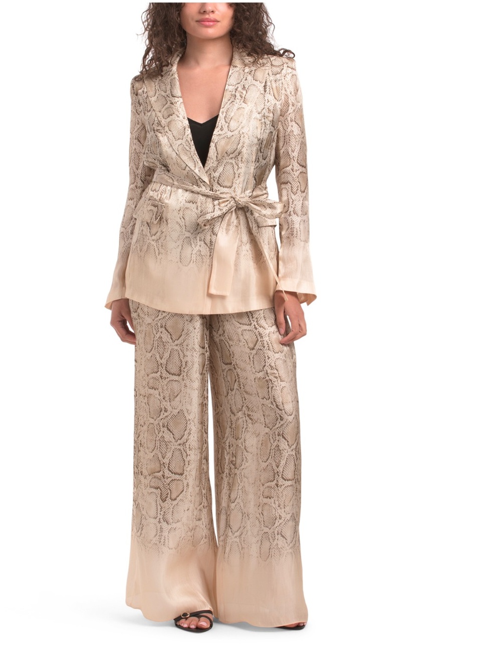 KOBI HALPERIN Snake Print Silk-Feel Set – Belted Jacket + Ilene Pant
